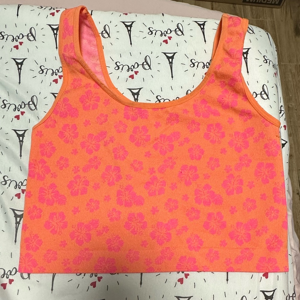 Orange and Pink Floral Tank Top